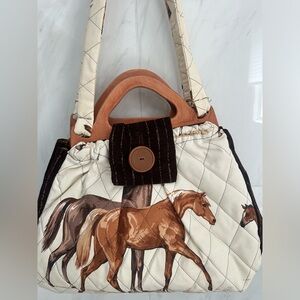 Vintage Fabric Shoulder bag Horse pattern New